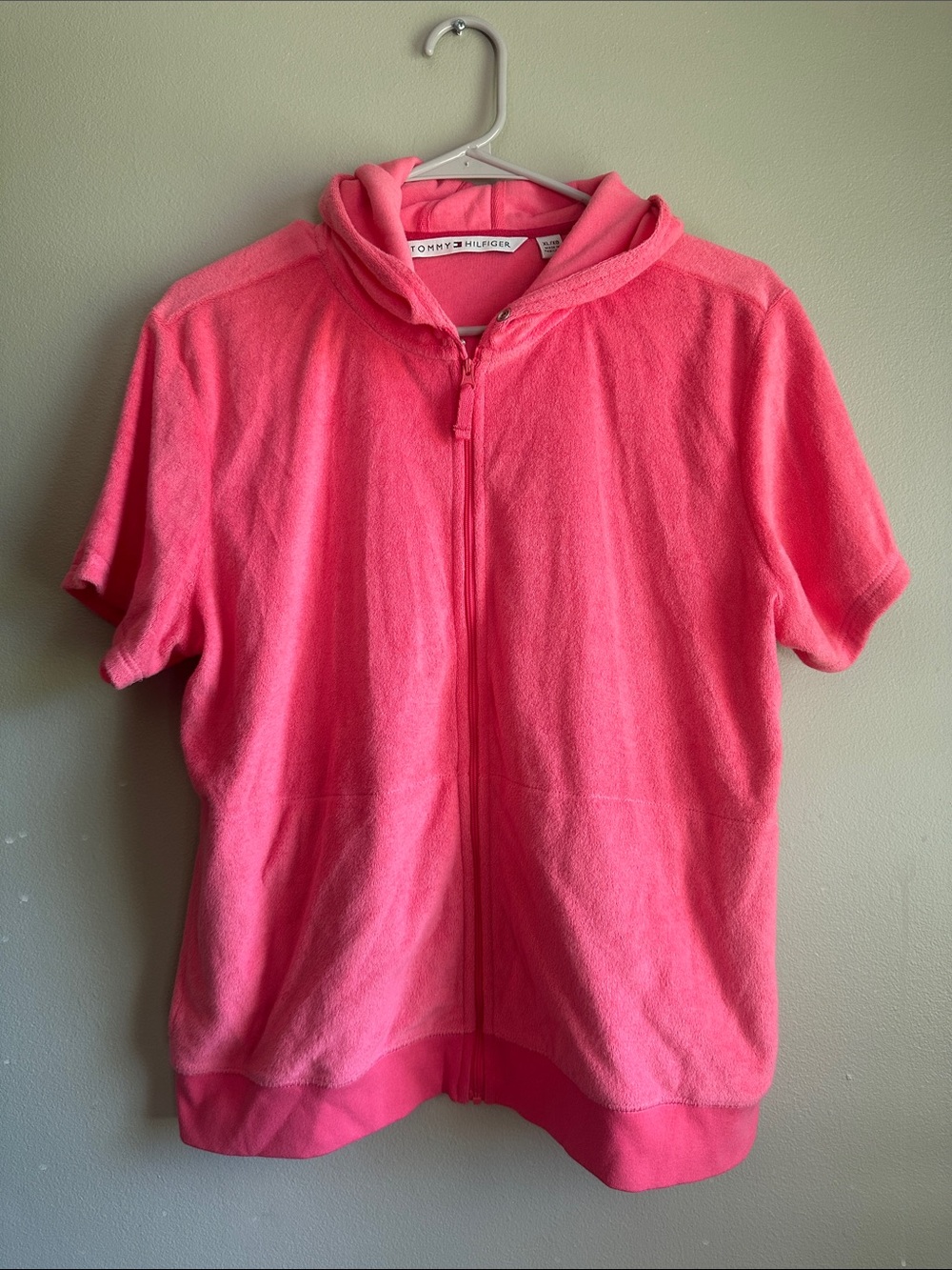 Tommy Hilfiger Hot Pink Short-Sleeve Zip-Up Hoodie
